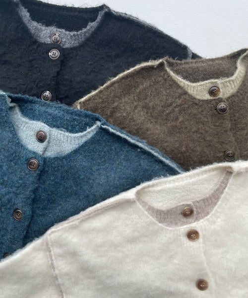 <預訂> 日牌FY 大人氣 混色拉絨疊層短針織開胸外套｜四色入