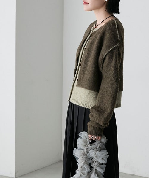 <預訂> 日牌FY 大人氣 混色拉絨疊層短針織開胸外套｜四色入