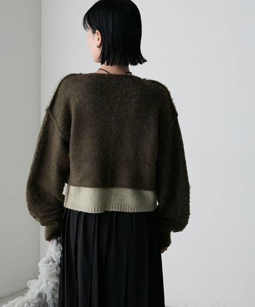 <預訂> 日牌FY 大人氣 混色拉絨疊層短針織開胸外套｜四色入