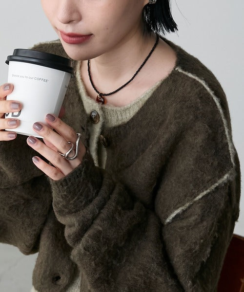 <預訂> 日牌FY 大人氣 混色拉絨疊層短針織開胸外套｜四色入