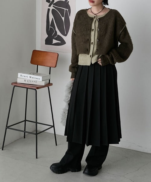 <預訂> 日牌FY 大人氣 混色拉絨疊層短針織開胸外套｜四色入