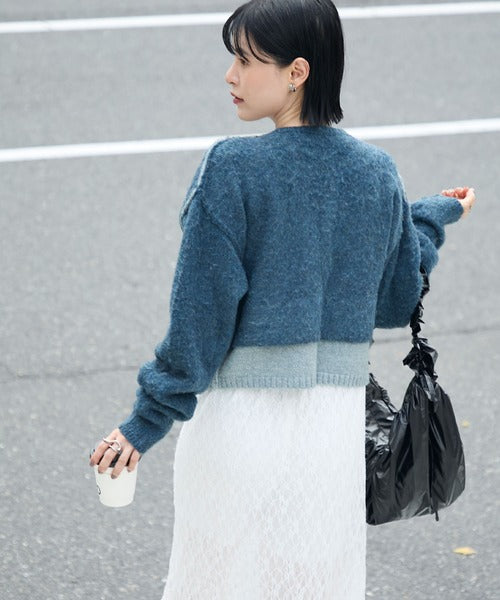 <預訂> 日牌FY 大人氣 混色拉絨疊層短針織開胸外套｜四色入