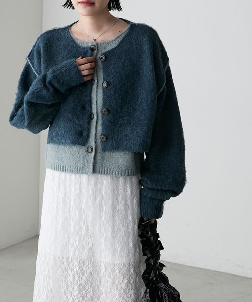<預訂> 日牌FY 大人氣 混色拉絨疊層短針織開胸外套｜四色入