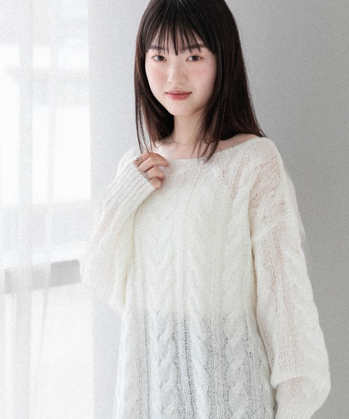 <預訂> 高質日牌Heather限時降價！露肩薄款麻花針織上衣｜兩色入