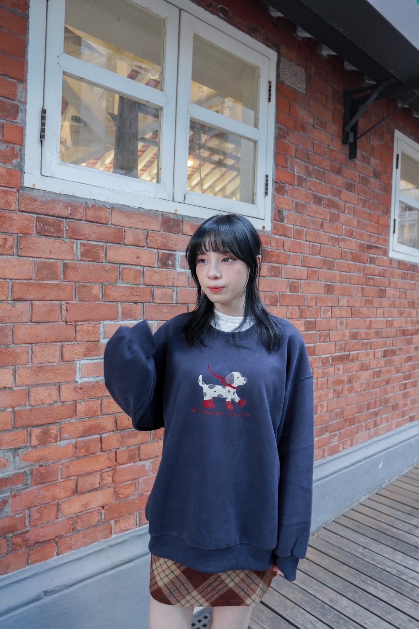 <現貨> 節日小狗刺繡LOGO長袖衛衣 | 兩色入