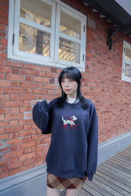 <現貨> 節日小狗刺繡LOGO長袖衛衣 | 兩色入