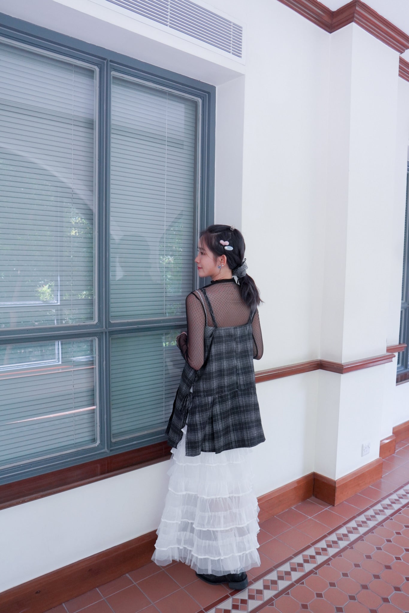 <現貨> 自家製 小奶白蛋糕多層薄紗半身長裙