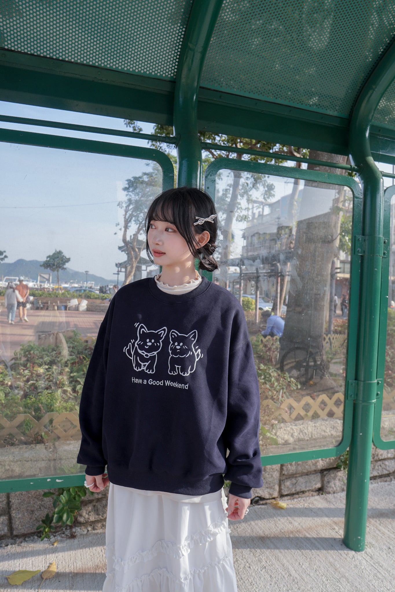 <現貨> 小狗刺繡LOGO長袖衛衣 | 兩色入