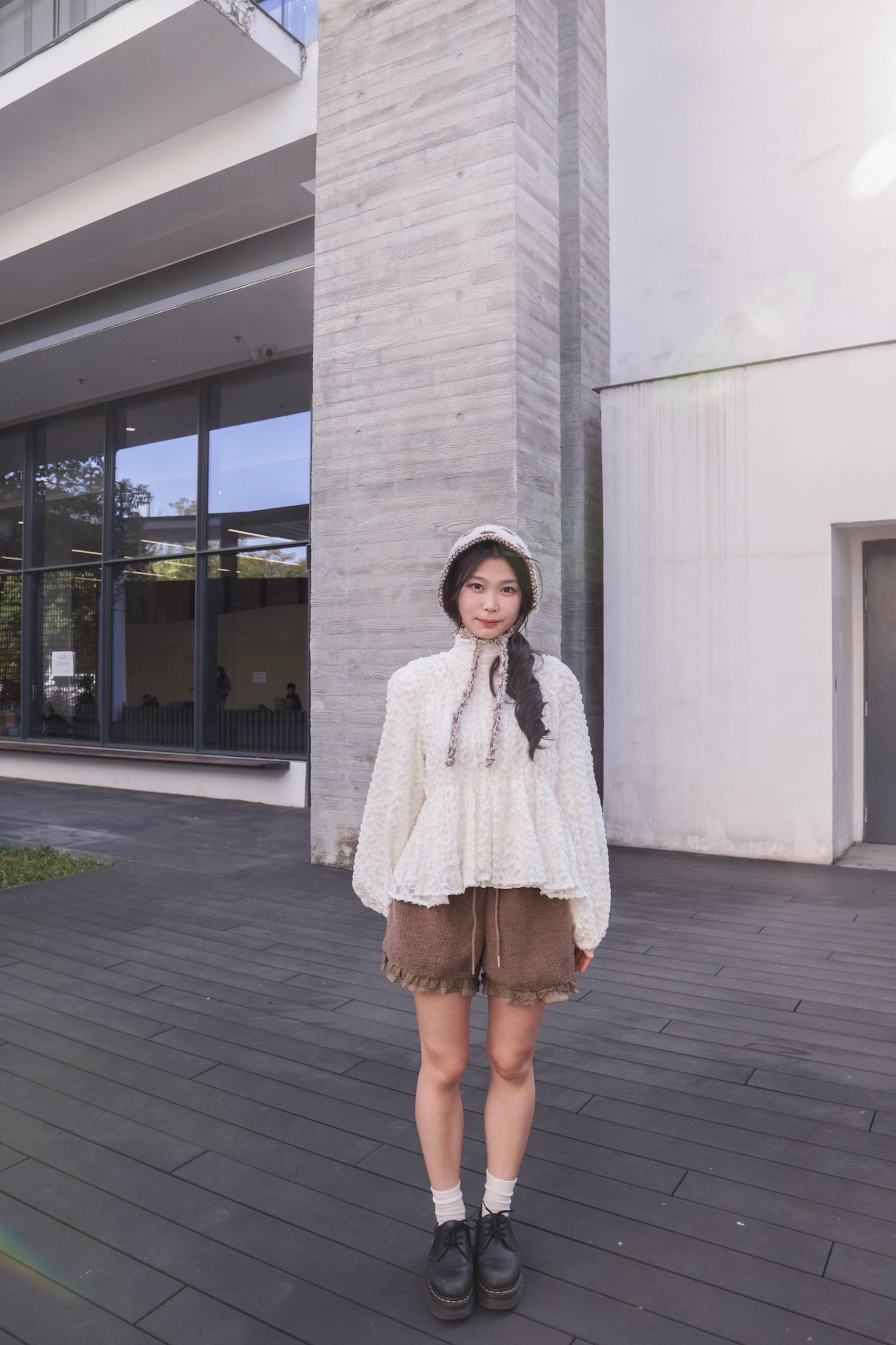 <現貨> 小熊高腰ruffle邊毛絨短褲