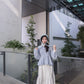 <現貨> comeback♡ ruffle邊小奶白拼接半身長裙