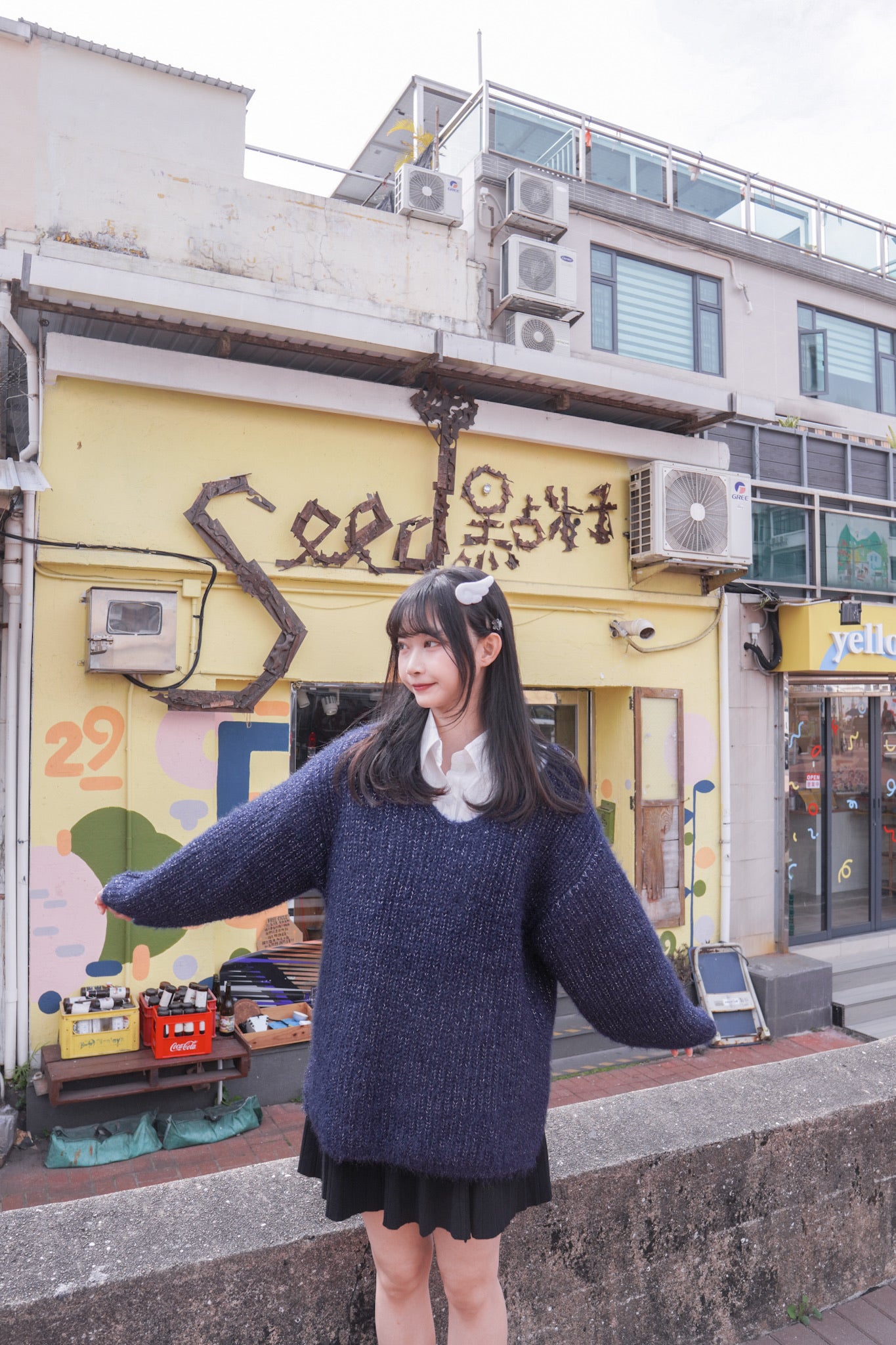 <現貨> 韓系全棉奶白長袖恤衫