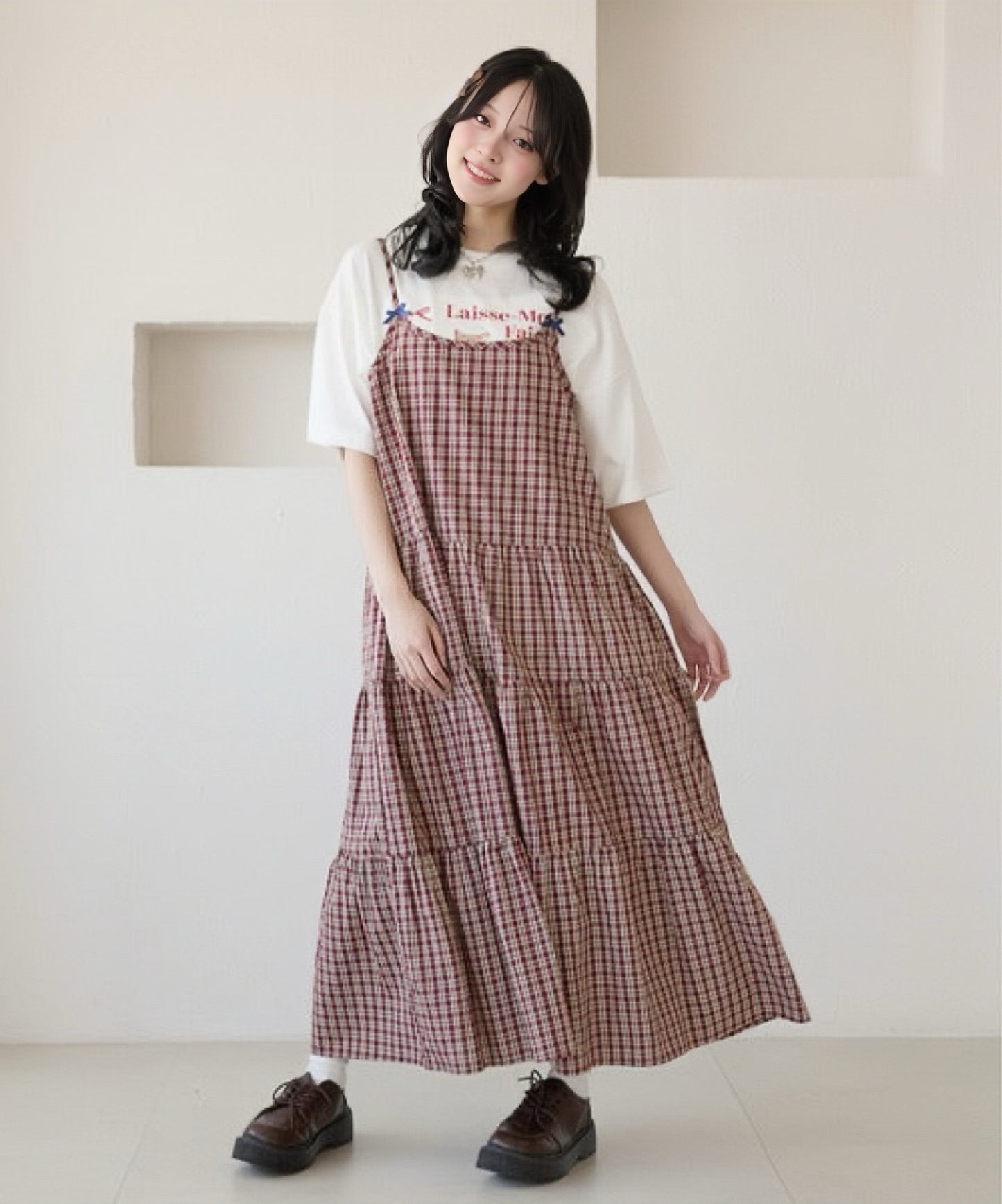 <預訂> 日牌Kutir 大人氣 蝴蝶結層疊吊帶格紋連身裙｜九色入