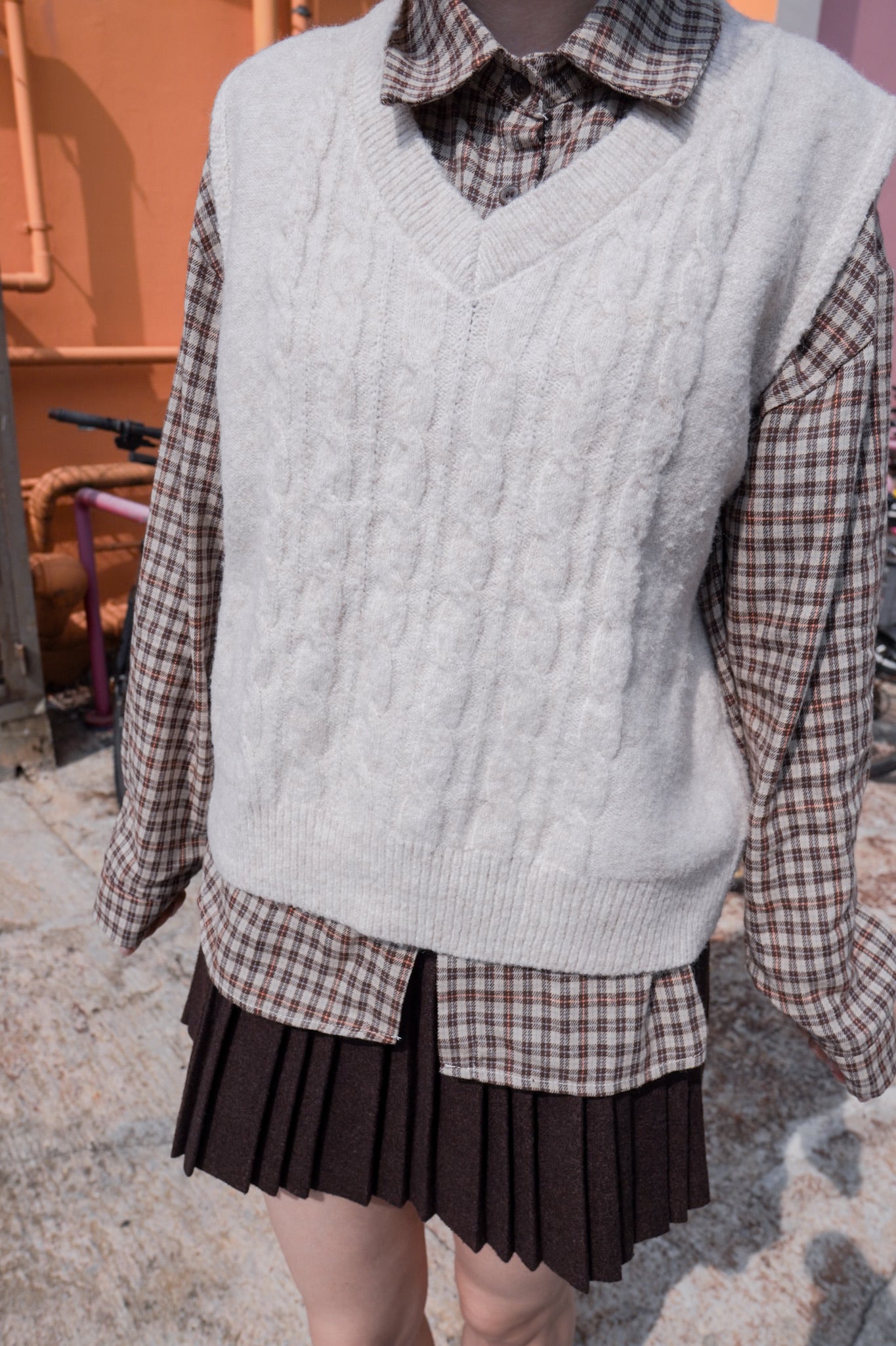 <現貨> v領麻花針織馬甲背心｜兩色入