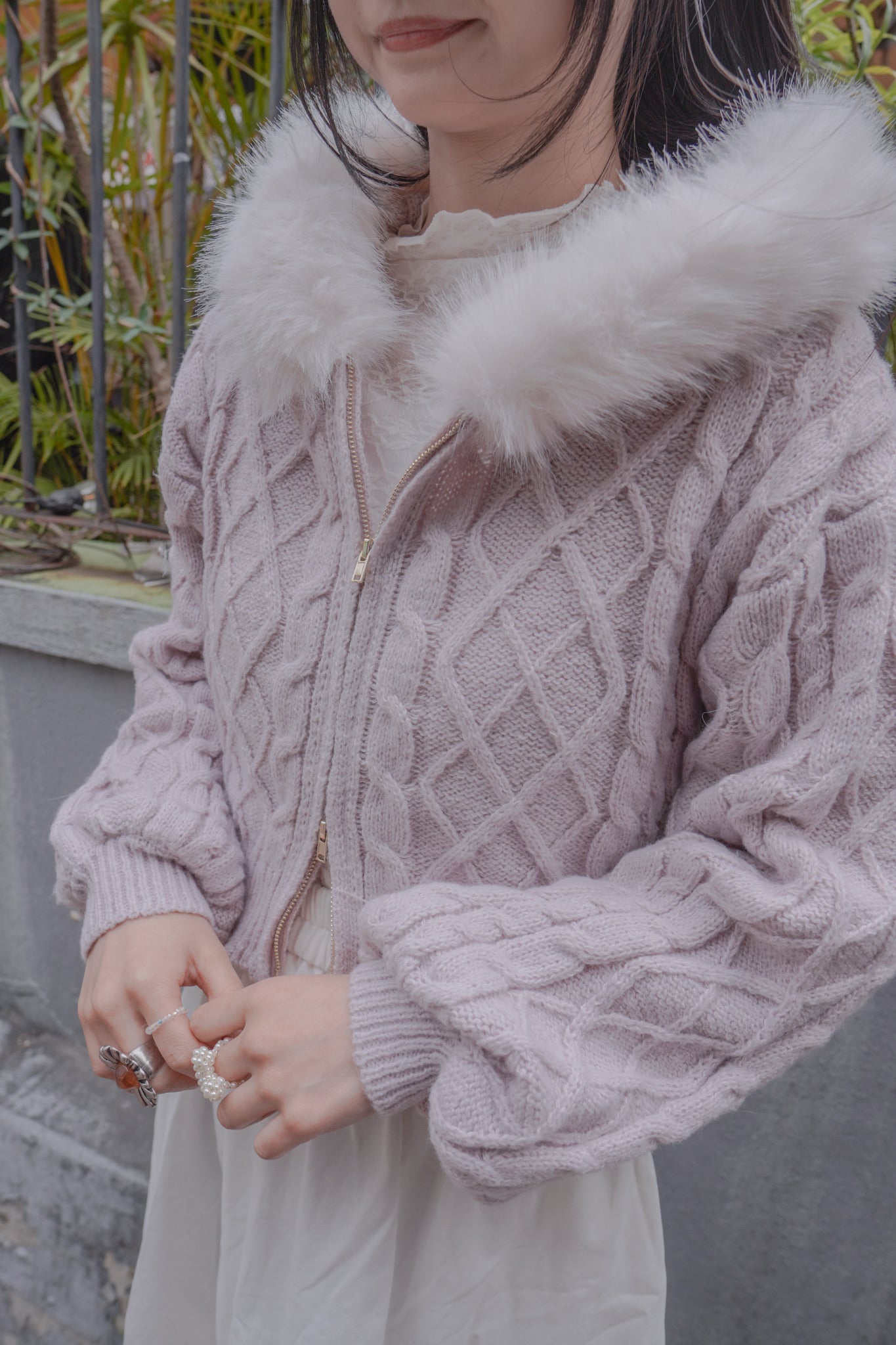 <現貨> 毛絨連帽麻花針織保暖外套 | 五色入