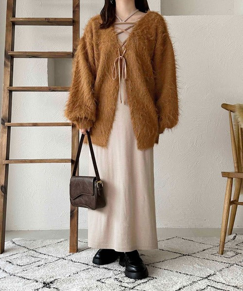 <預訂> 日本大人氣♡日牌 Apres Jour 2-Ways 毛茸茸繫帶針織開胸外套｜五色入