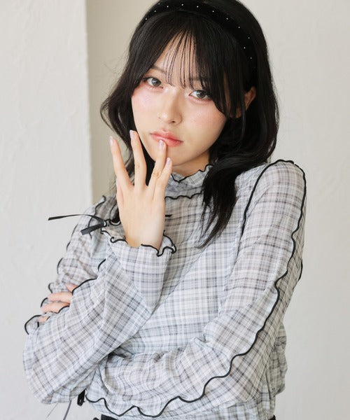 <預訂> JP Kutir 薄紗混色蝴蝶結袖長袖上衣｜十二色入