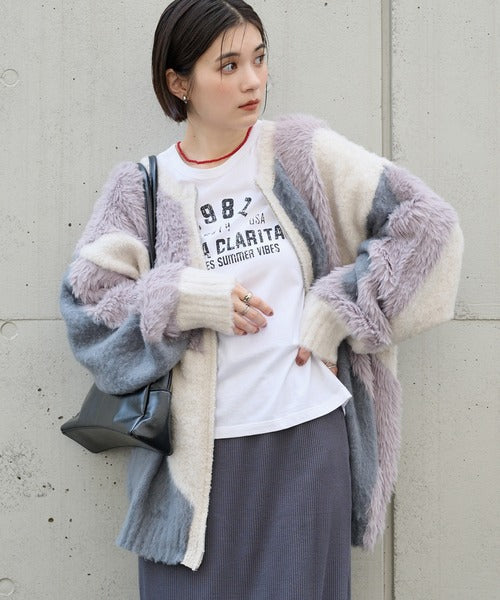 <預訂> 日本大人氣♡日牌 Mono Mart 2-Ways 毛茸茸蓬鬆混色雙拉鍊針織開胸外套｜四色入