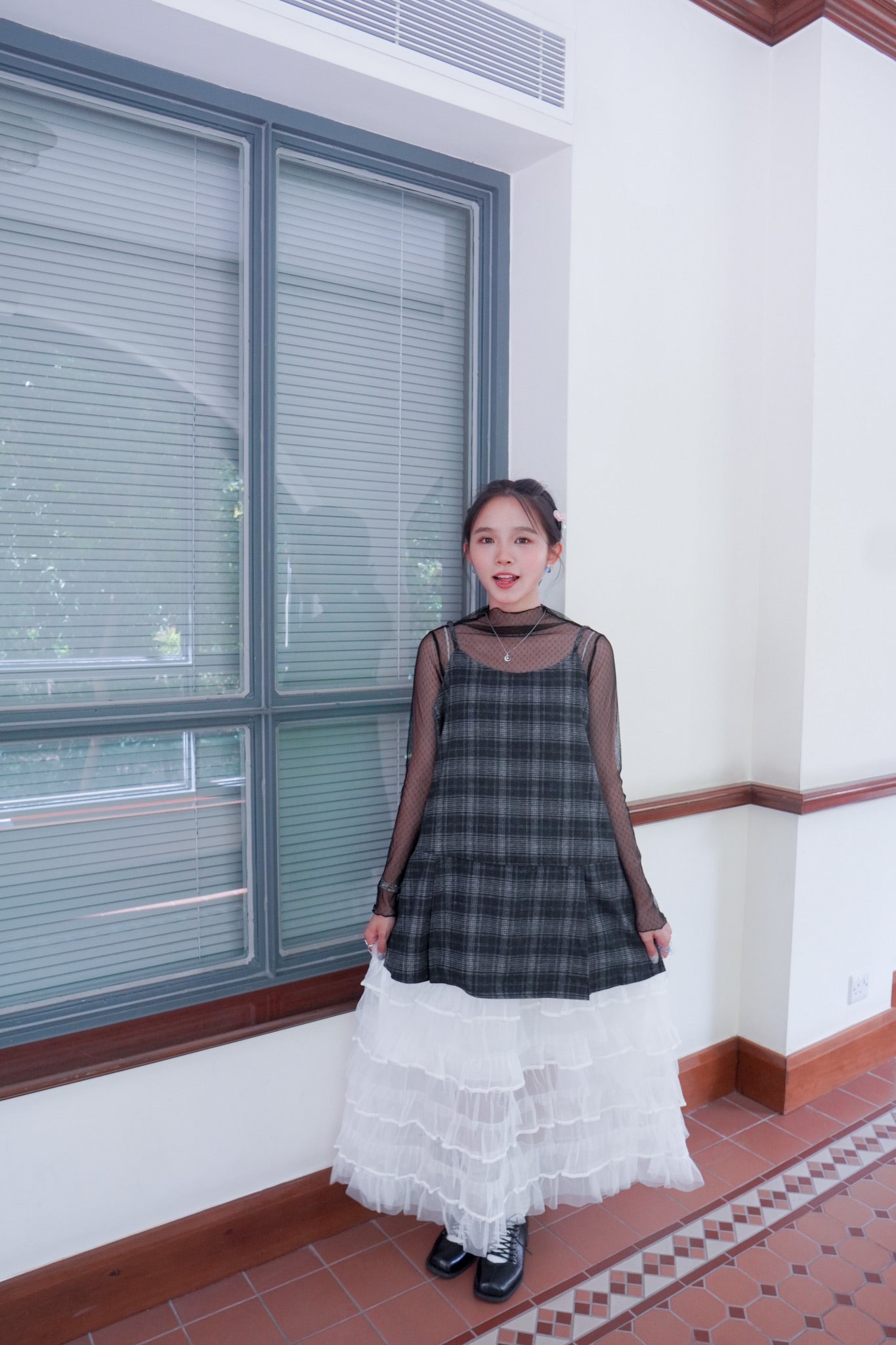 <現貨> 自家製 小奶白蛋糕多層薄紗半身長裙