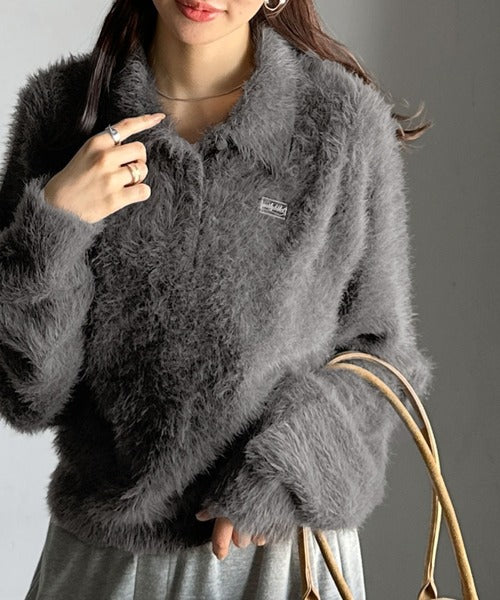 <預訂> 日牌Mily bilet羽毛絨面polo上衣｜四色入