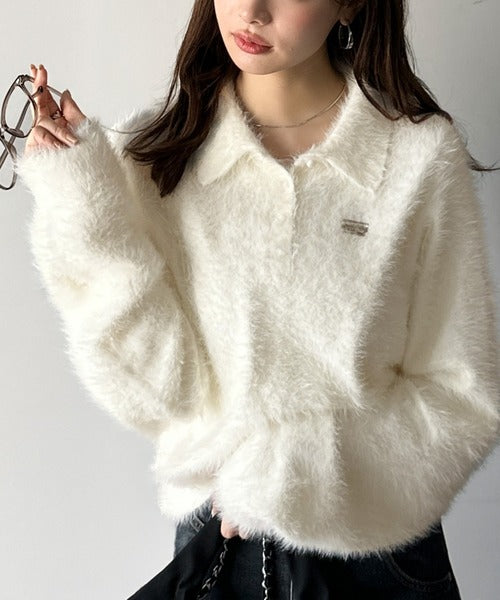 <預訂> 日牌Mily bilet羽毛絨面polo上衣｜四色入