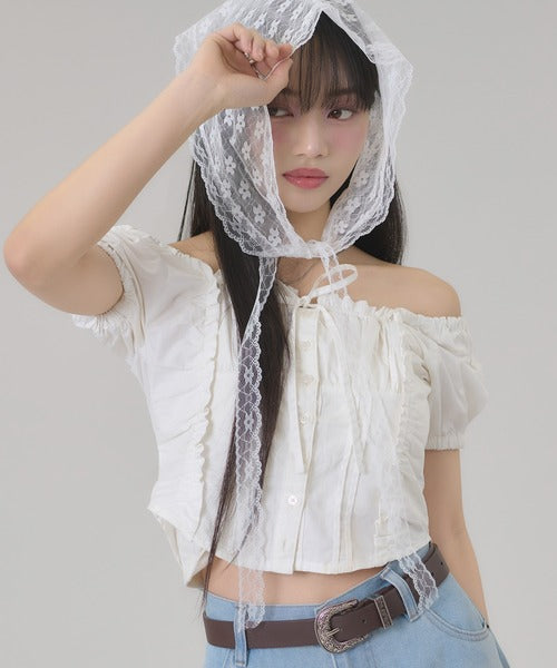 <預訂> JP Apres Jour 方領褶襉短袖襯衫｜六色入
