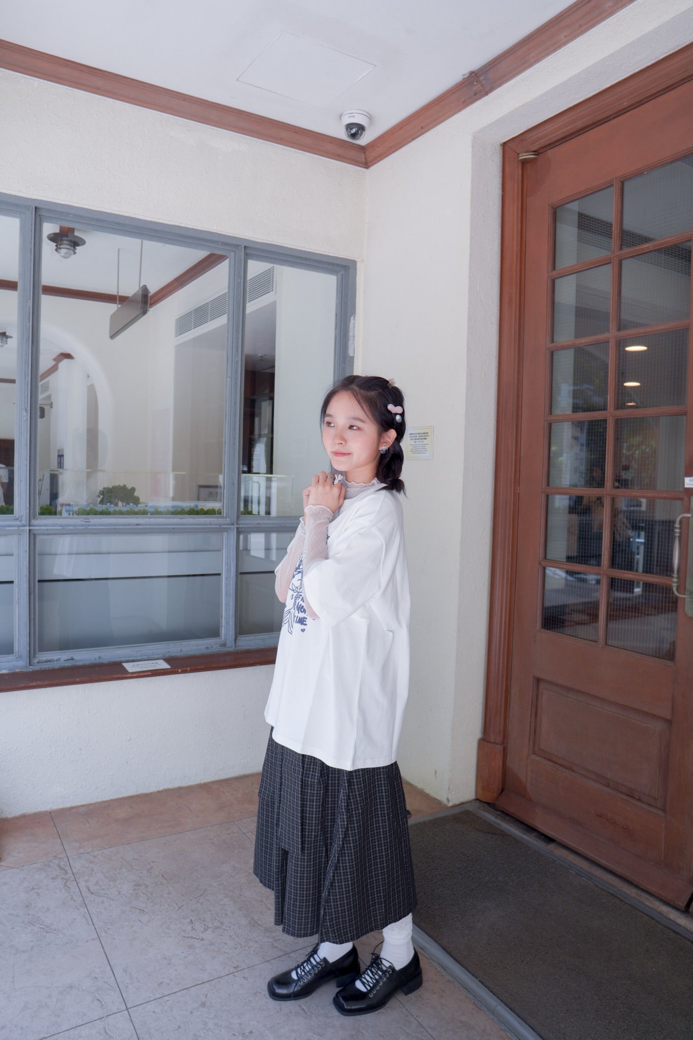 <現貨> 自家製 棉麻格紋綁帶半身長裙