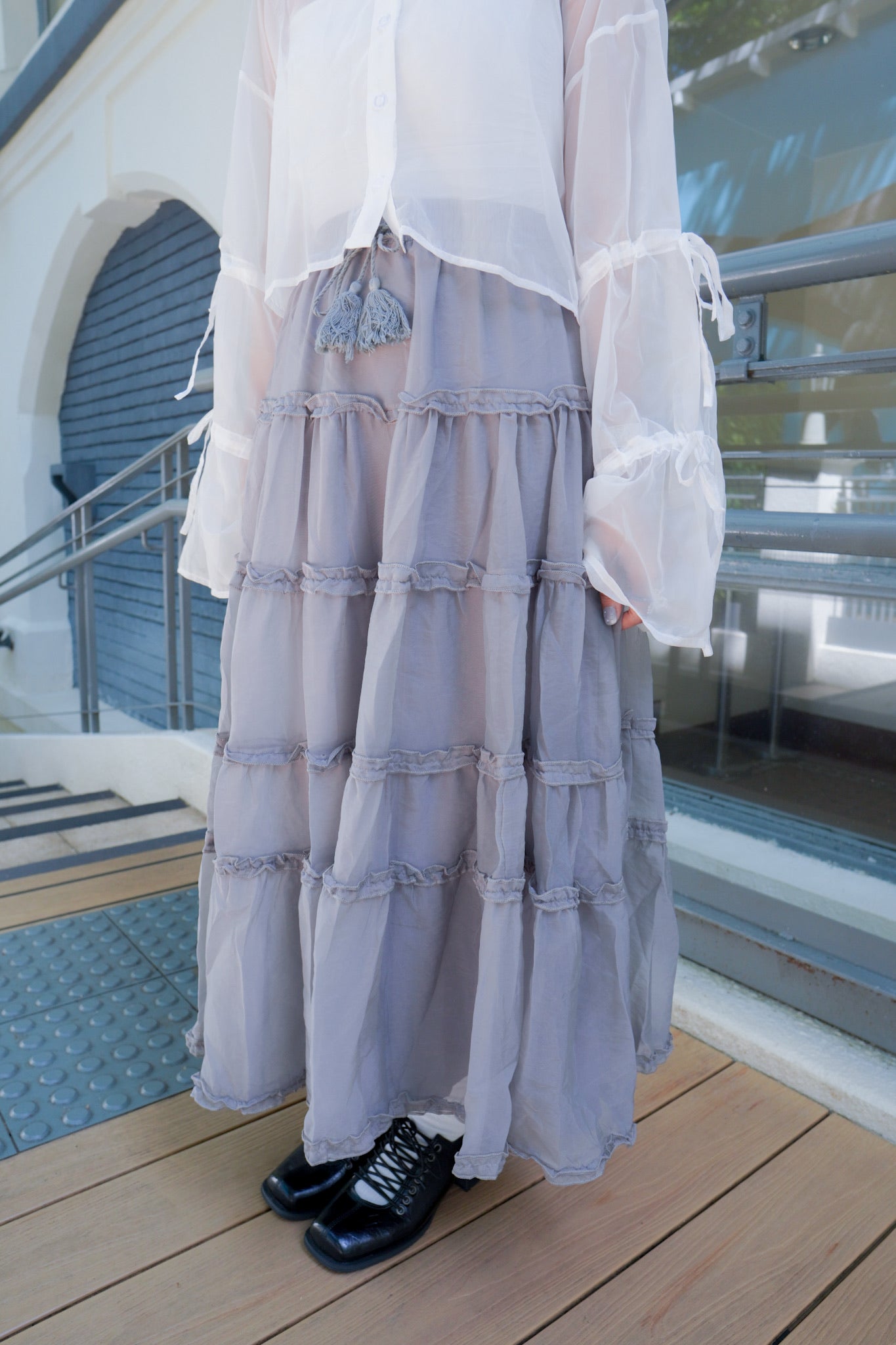 <現貨> 自家製 復古層層薄紗半身長裙