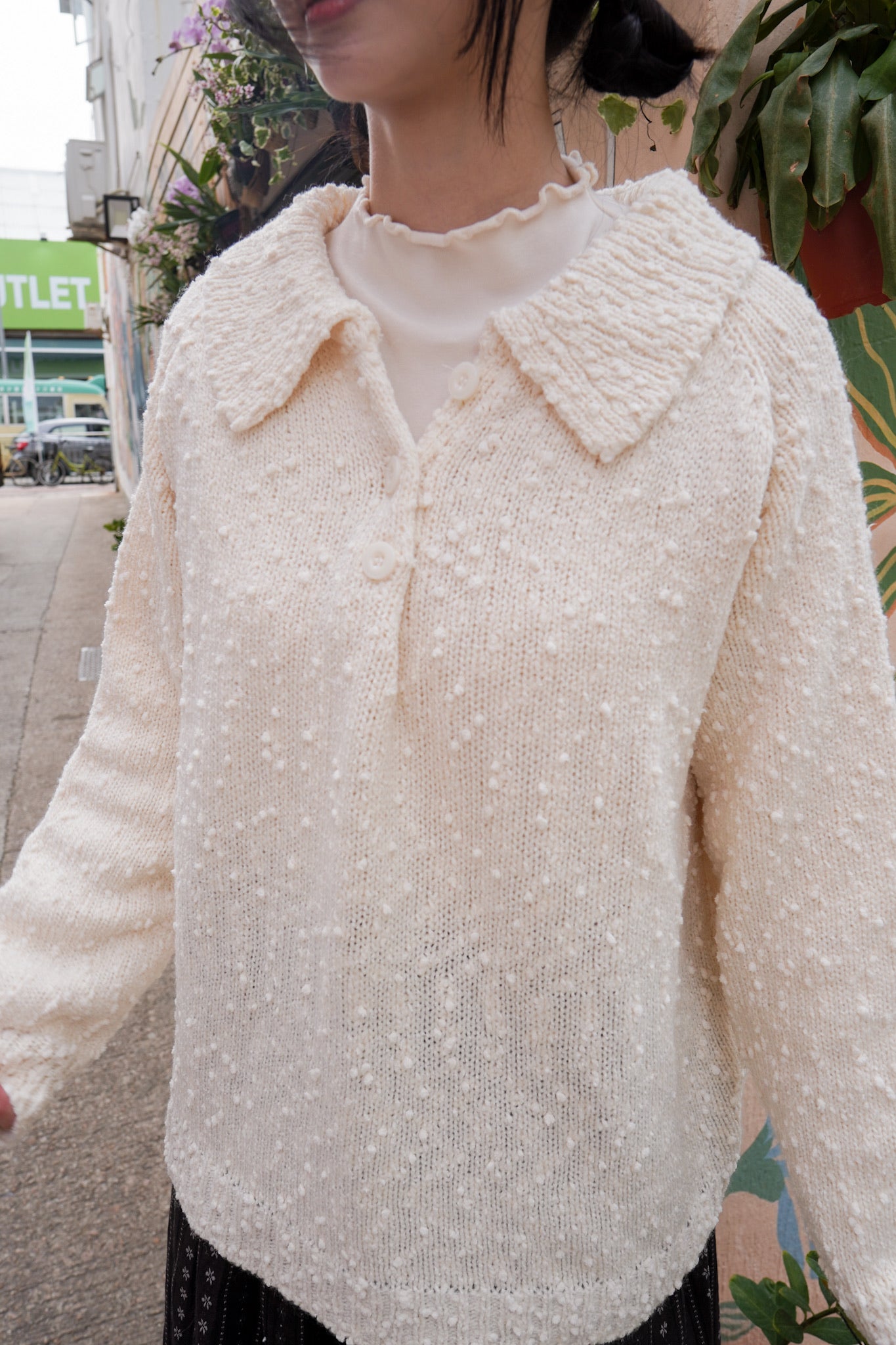 <現貨> BlingBling肌理紋波波針織上衣