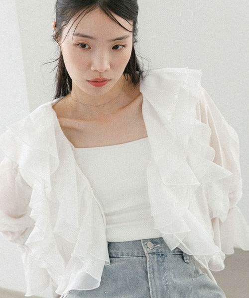 <預訂> 高質日牌Heather限時降價！荷葉邊緞帶襯衫｜兩色入