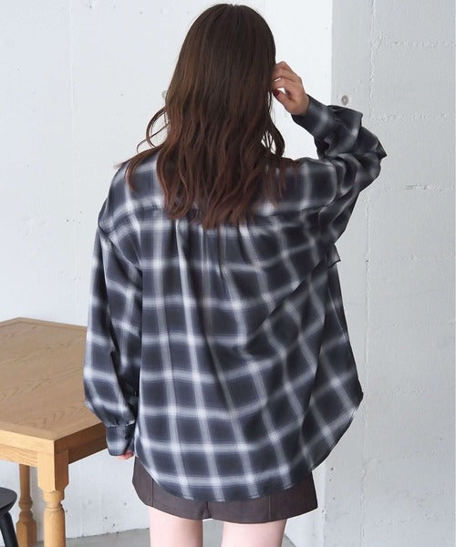 <預訂> 日牌Tiptop 漸層格紋荷葉邊襯衫｜三色入