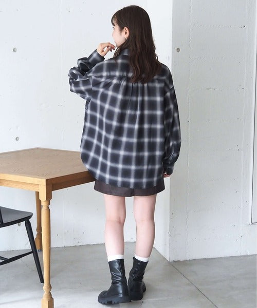 <預訂> 日牌Tiptop 漸層格紋荷葉邊襯衫｜三色入