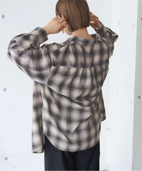 <預訂> 日牌Tiptop 漸層格紋荷葉邊襯衫｜三色入