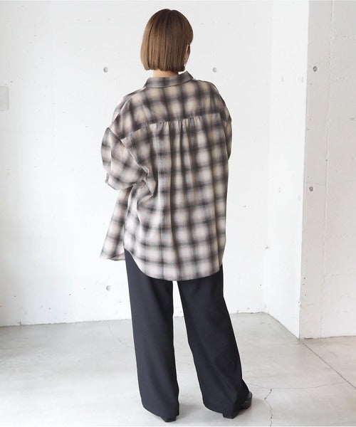 <預訂> 日牌Tiptop 漸層格紋荷葉邊襯衫｜三色入