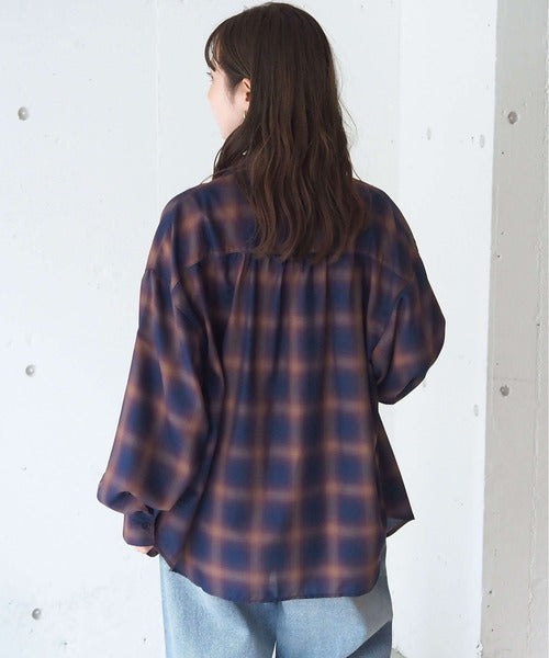 <預訂> 日牌Tiptop 漸層格紋荷葉邊襯衫｜三色入