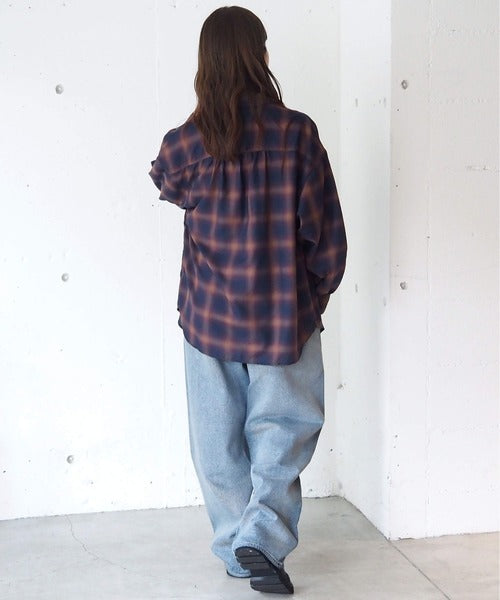 <預訂> 日牌Tiptop 漸層格紋荷葉邊襯衫｜三色入