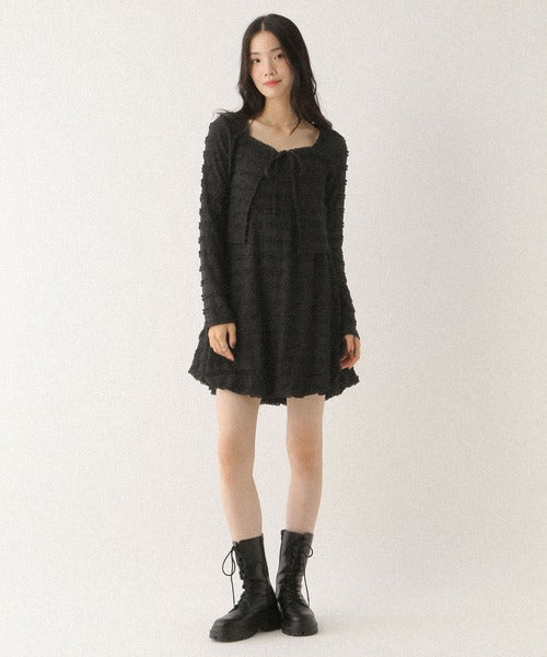 <預訂> 高質日牌Heather限時降價！荷葉邊吊帶OPs＋開胸薄外套兩件套裝 ｜兩色入