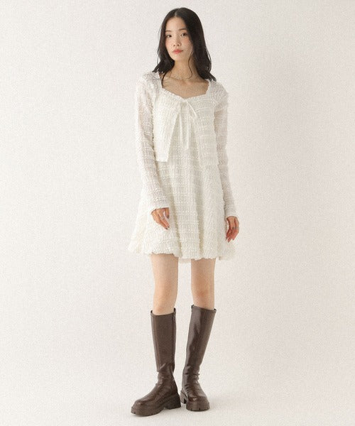 <預訂> 高質日牌Heather限時降價！荷葉邊吊帶OPs＋開胸薄外套兩件套裝 ｜兩色入