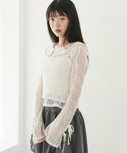 <預訂> 高質日牌Heather限時降價！蕾絲背心+開胸上衣兩件套裝