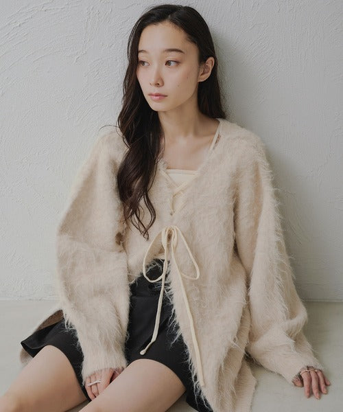 <預訂> 日本大人氣♡日牌 Apres Jour 2-Ways 毛茸茸繫帶針織開胸外套｜五色入