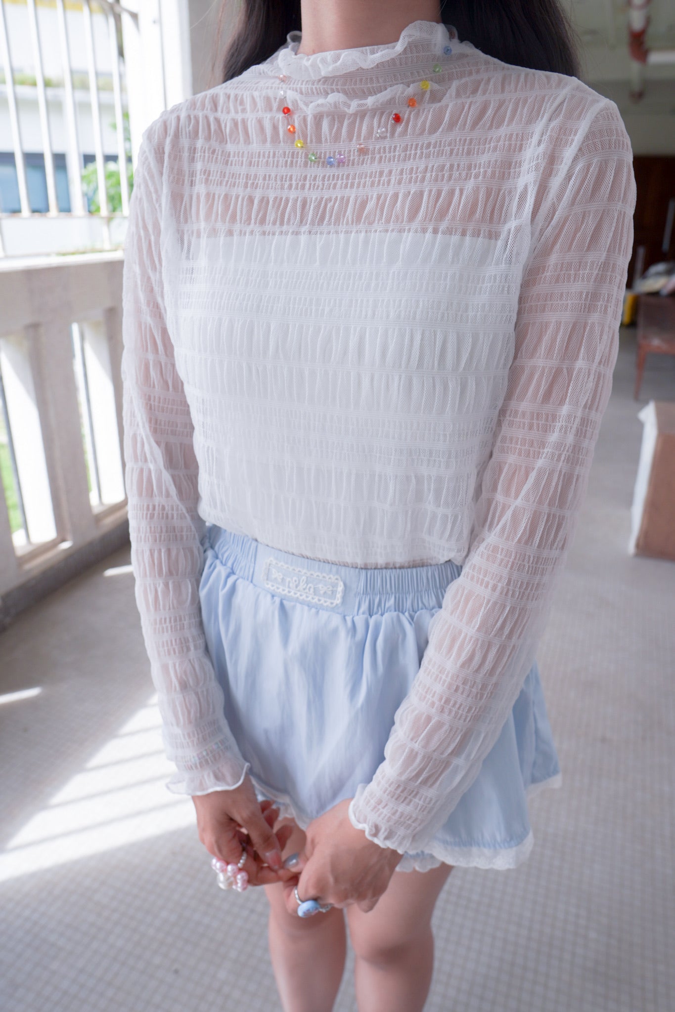 <現貨> 獨家款～ LOGO蕾絲邊短裙褲 ｜兩色入