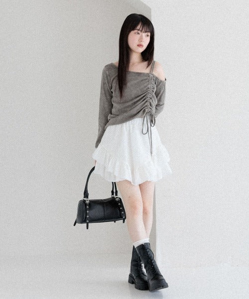 <預訂> 高質日牌Heather限時降價！不規則下擺棉質蕾絲半身短裙｜兩色入