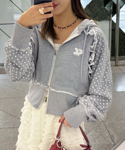 <預訂> 日牌CIAOPANIC CP標誌荷葉邊短拉鍊連帽外套｜四色入