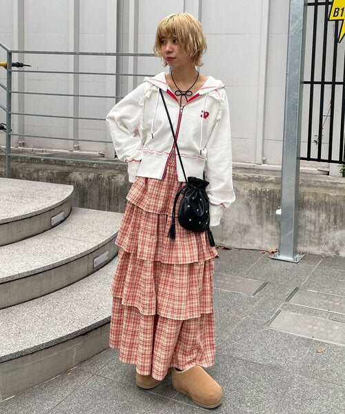 <預訂> 日牌CIAOPANIC CP標誌荷葉邊短拉鍊連帽外套｜四色入