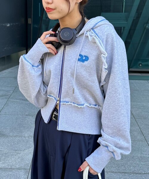 <預訂> 日牌CIAOPANIC CP標誌荷葉邊短拉鍊連帽外套｜四色入