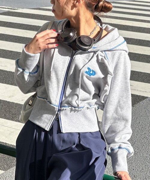 <預訂> 日牌CIAOPANIC CP標誌荷葉邊短拉鍊連帽外套｜四色入