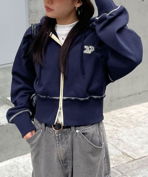 <預訂> 日牌CIAOPANIC CP標誌荷葉邊短拉鍊連帽外套｜四色入