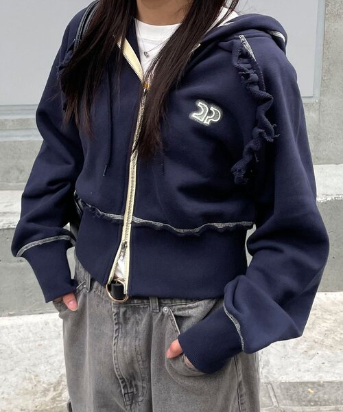 <預訂> 日牌CIAOPANIC CP標誌荷葉邊短拉鍊連帽外套｜四色入