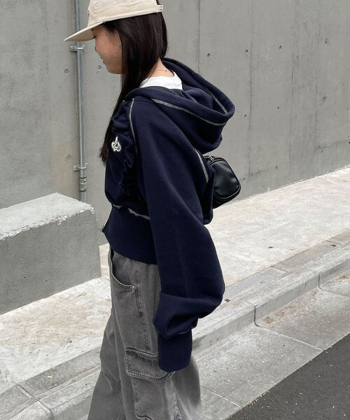 <預訂> 日牌CIAOPANIC CP標誌荷葉邊短拉鍊連帽外套｜四色入