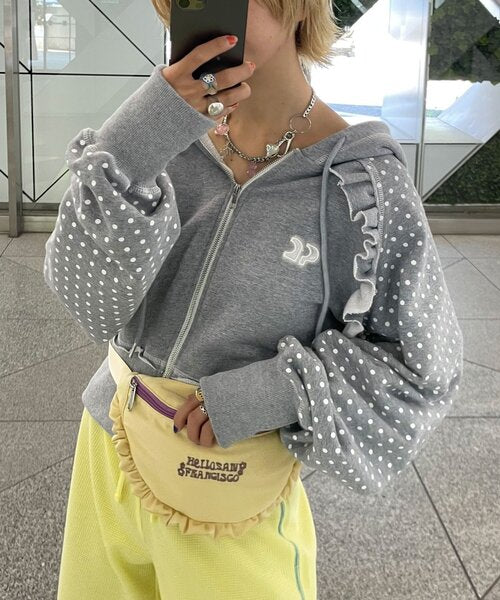 <預訂> 日牌CIAOPANIC CP標誌荷葉邊短拉鍊連帽外套｜四色入