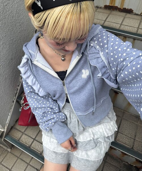 <預訂> 日牌CIAOPANIC CP標誌荷葉邊短拉鍊連帽外套｜四色入